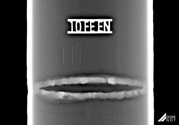 Double wall examination, DN 86 mm, t = 3.6 mm, X-ray, Elliptic technique (ISO 17636-2 Figure 11).